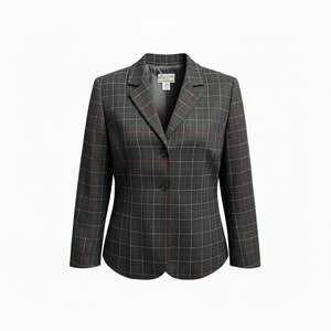 Vintage Pendleton 100% Virgin Wool Windowpane Plaid Blazer Jacket Sz 14 Preppy